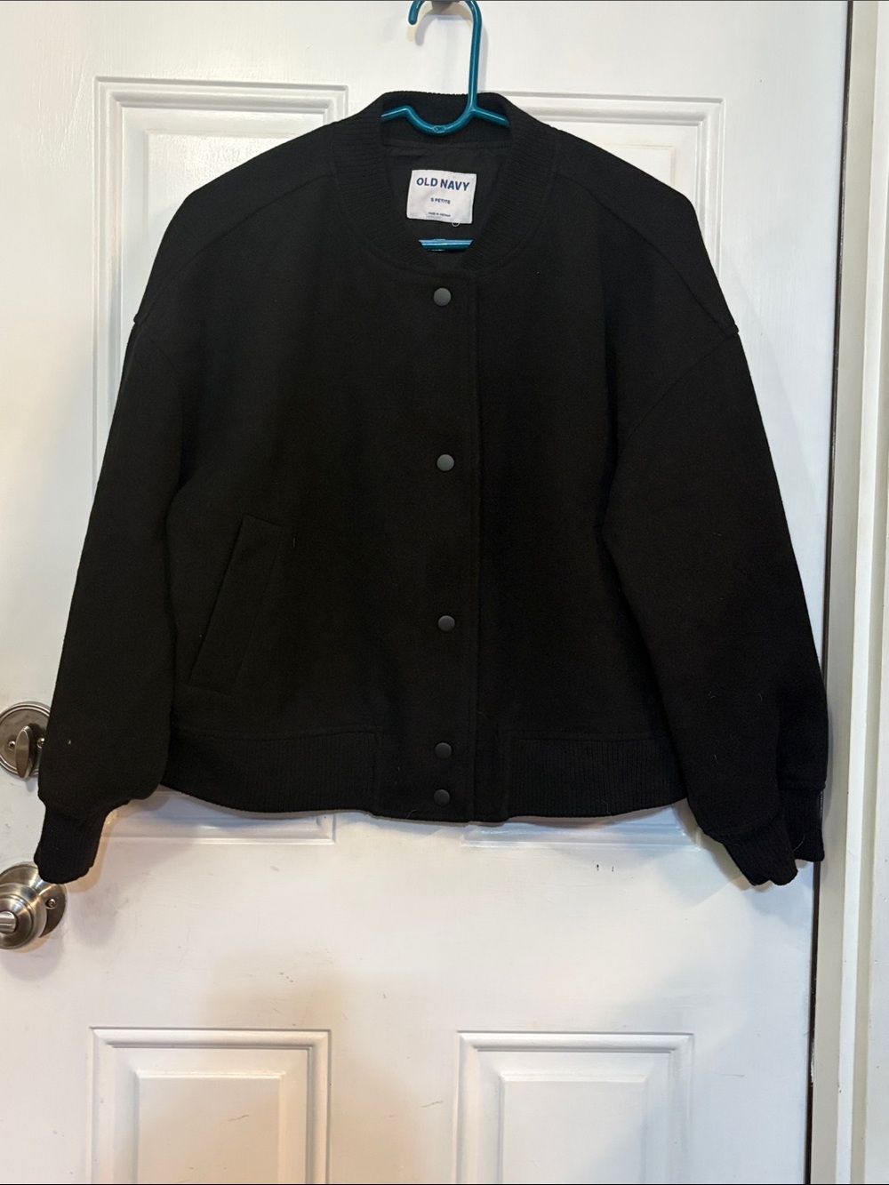 Old Navy Black Bomber Jacket with Snap Front